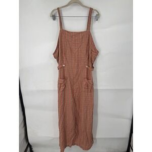 Woolrich Plaid Midi Dress Women XL Rust Western Milk Maid Farm Prairie Cottage